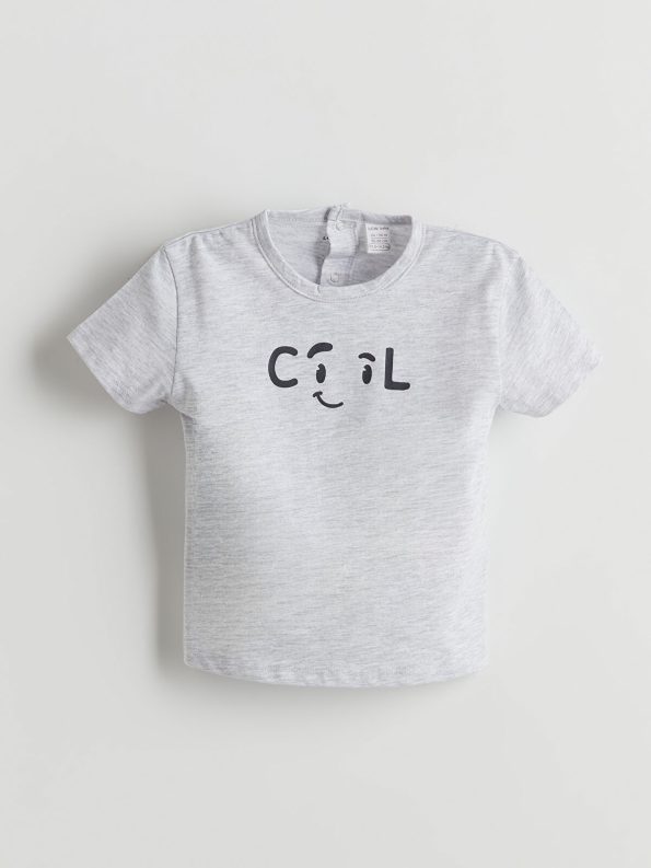 LCW Baby Gray Printed Cotton Boys T-Shirt Set of 2
