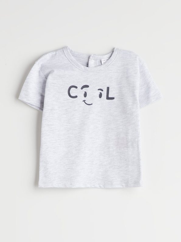 LCW Baby Gray Printed Cotton Boys T-Shirt Set of 2