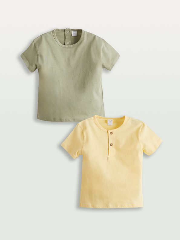 LCW Baby Yellow Basic Short Sleeve T-Shirt Set for Boys