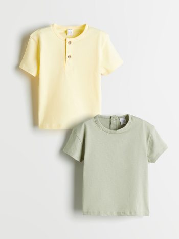 LCW Baby Yellow Basic Short Sleeve T-Shirt Set for Boys