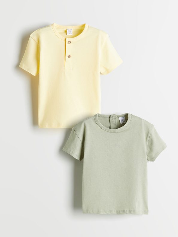 LCW Baby Yellow Basic Short Sleeve T-Shirt Set for Boys