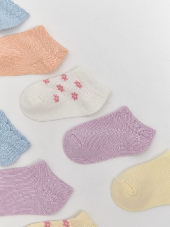 LCW Baby Blue Printed Girl Baby Socks Set of 10