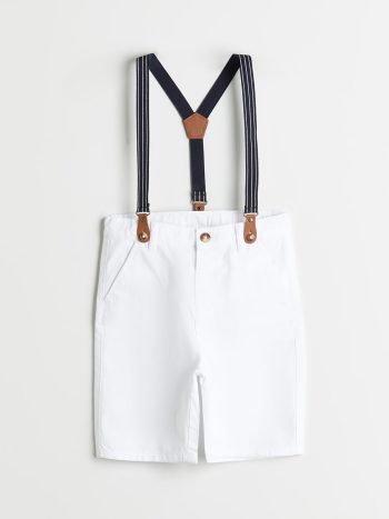 LCW Kids White Basic Suspender Shorts for Boys