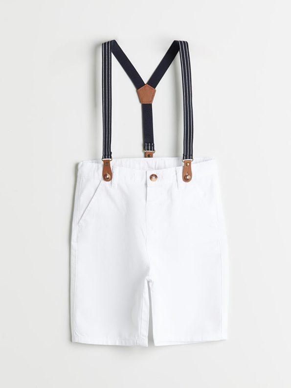 LCW Kids White Basic Suspender Shorts for Boys