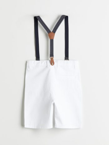 LCW Kids White Basic Suspender Shorts for Boys