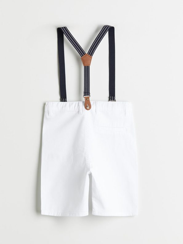 LCW Kids White Basic Suspender Shorts for Boys