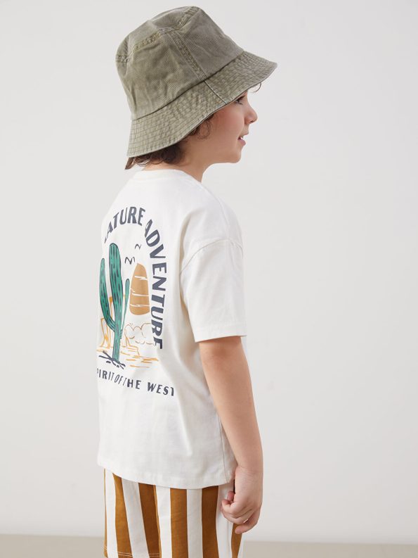 LCW Kids Beige Printed Short Sleeve T-Shirt and Shorts Set