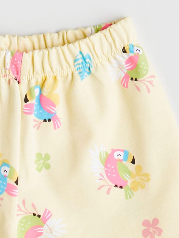LCW Kids Yellow Elastic Waist Printed Girl's Shorts