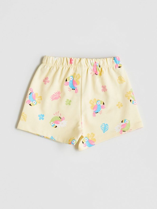 LCW Kids Yellow Elastic Waist Printed Girl's Shorts