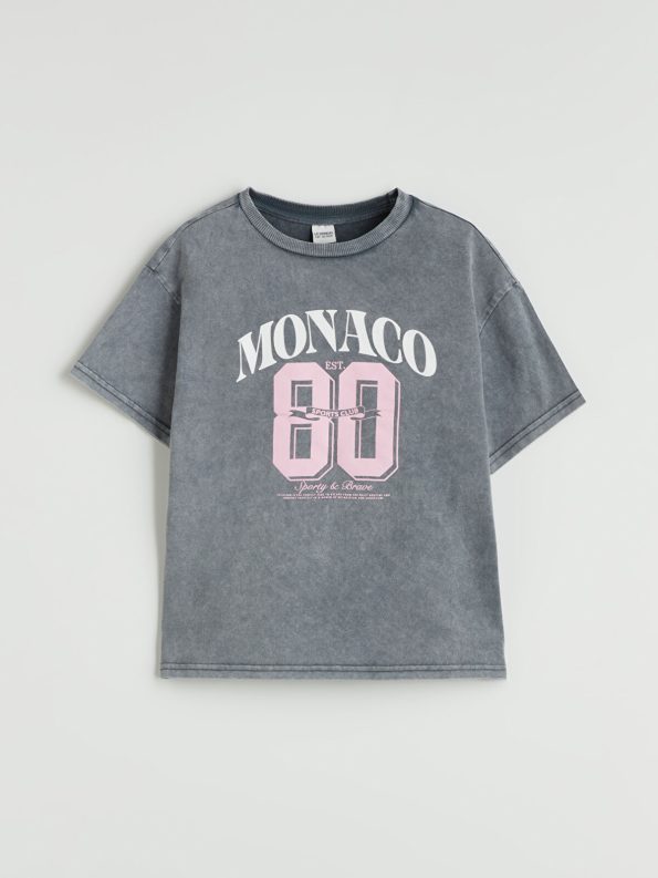 LCW Kids Blue Crew Neck T-Shirt for Girls