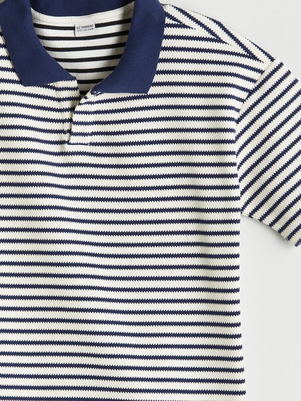 LCW Kids Navy Striped Polo Shirt for Boys