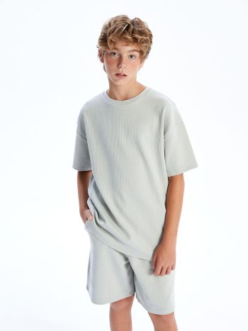 LCW Kids Grey Crew Neck T-Shirt for Boys