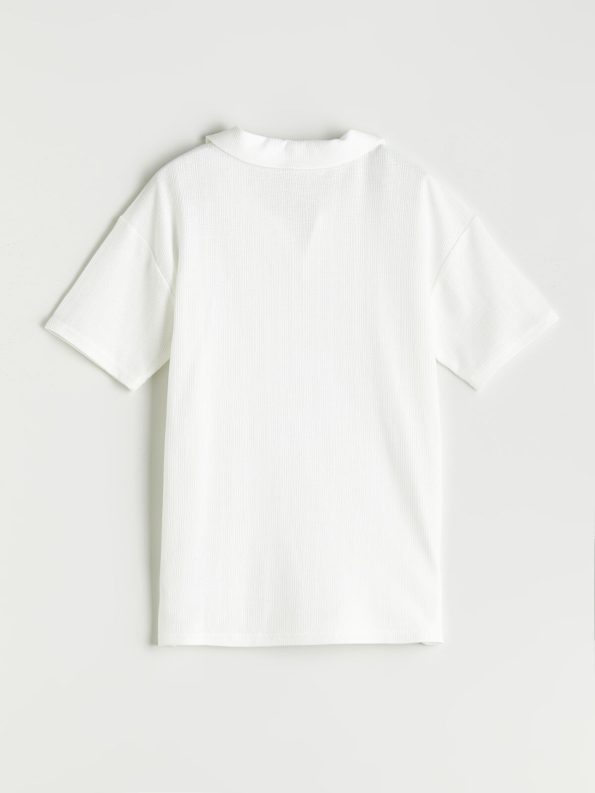 LCW Kids Beige Polo Collar Textured Boy's T-Shirt