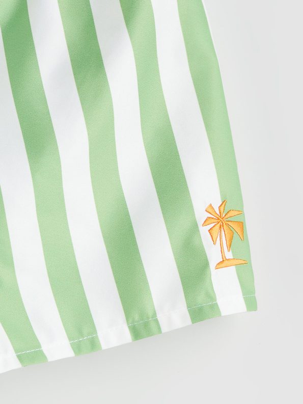 LCW Kids Green Striped Elastic Waist Swim Shorts for Boys