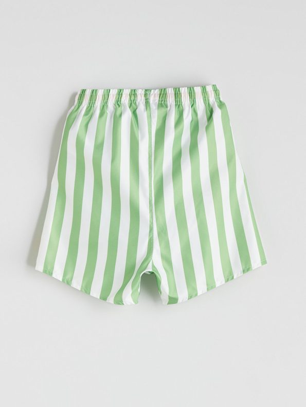 LCW Kids Green Striped Elastic Waist Swim Shorts for Boys