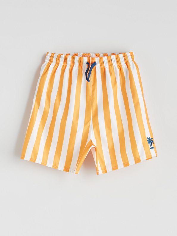 LCW Kids Orange Striped Elastic Waist Boys Swim Shorts