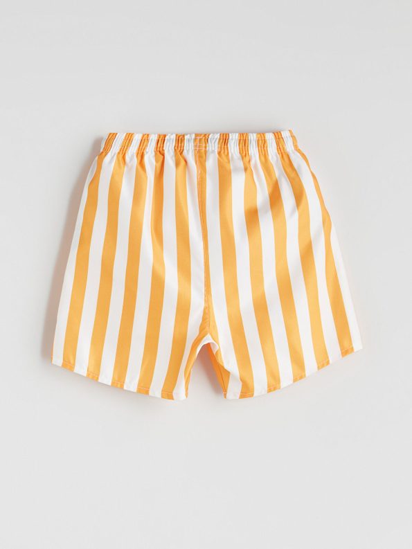 LCW Kids Orange Striped Elastic Waist Boys Swim Shorts