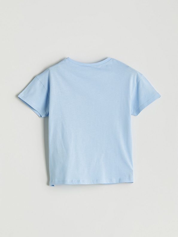 LCW Kids Blue Crew Neck Lilo & Stitch Printed T-Shirt