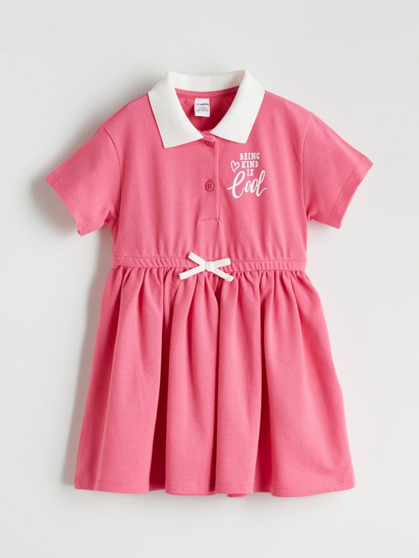 LCW Kids Pink Polo Collar Girls' Dress