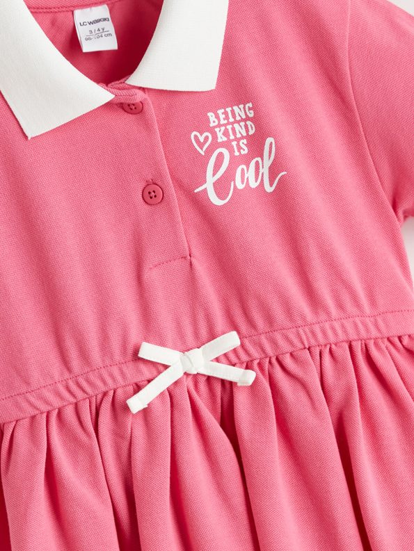 LCW Kids Pink Polo Collar Girls' Dress