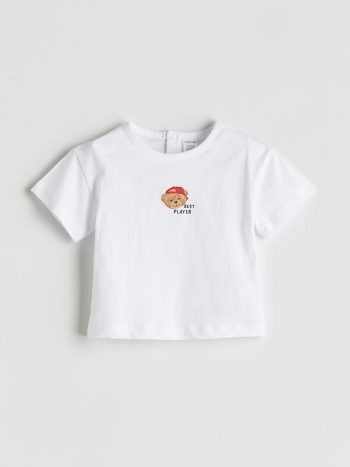 LCW Baby Cream Bear Teddy Printed Boys' T-Shirt and Pants Set