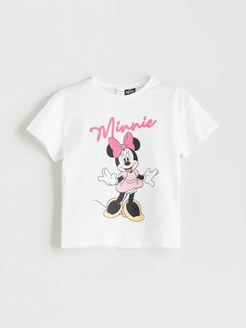 LCW Kids Cream Minnie Mouse Printed T-Shirt