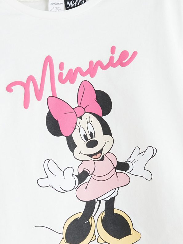 LCW Kids Cream Minnie Mouse Printed T-Shirt