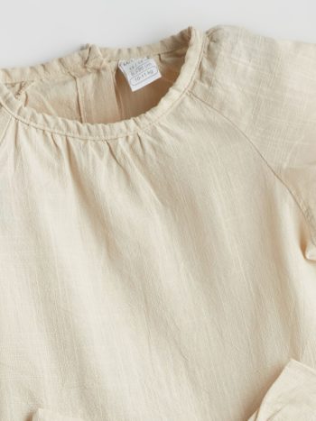LCW Baby Green Ribbon Detailed Cotton Dress for Girls
