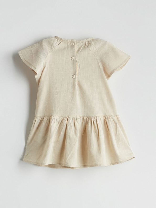 LCW Baby Green Ribbon Detailed Cotton Dress for Girls