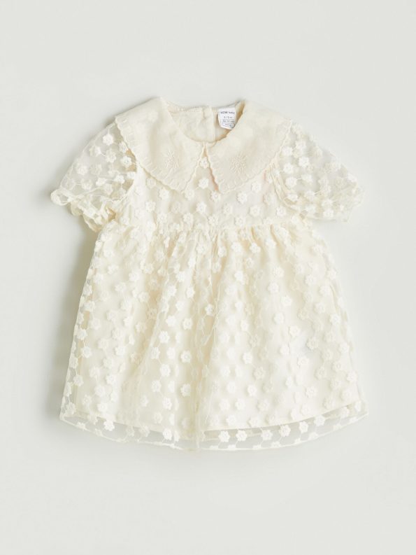 LCW Baby Cream Floral Lace Dress for Girls