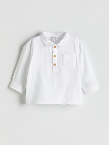 LCW Baby Ecru Polo Collar Boys' T-Shirt and Pants Set