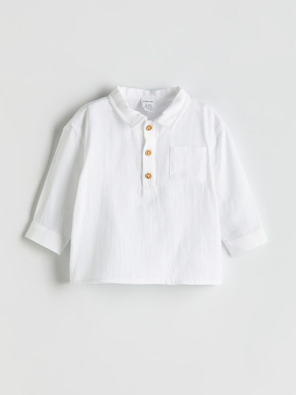 LCW Baby Ecru Polo Collar Boys' T-Shirt and Pants Set