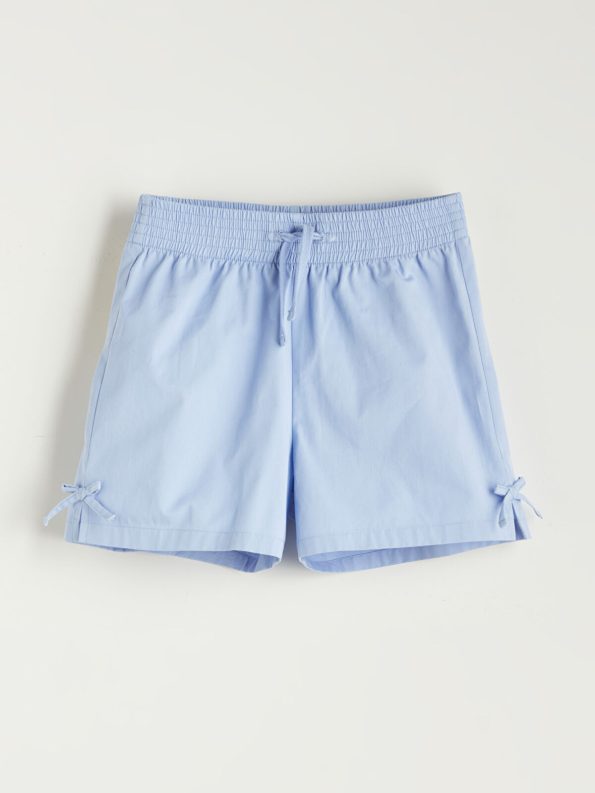 LCW Kids Blue Elastic Waist Bow Detail Girls' Shorts