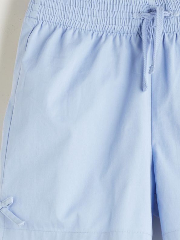 LCW Kids Blue Elastic Waist Bow Detail Girls' Shorts