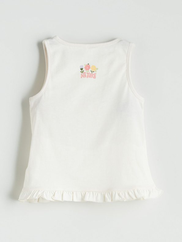 LCW Kids Cream Floral Print Sleeveless Girls' Tank Top Set
