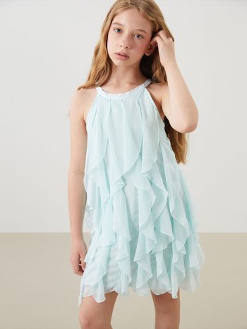 LCW Kids Blue Halter Neck Dress for Girls
