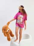 Girls' Kuromi Print Crew Neck T-Shirt and Shorts