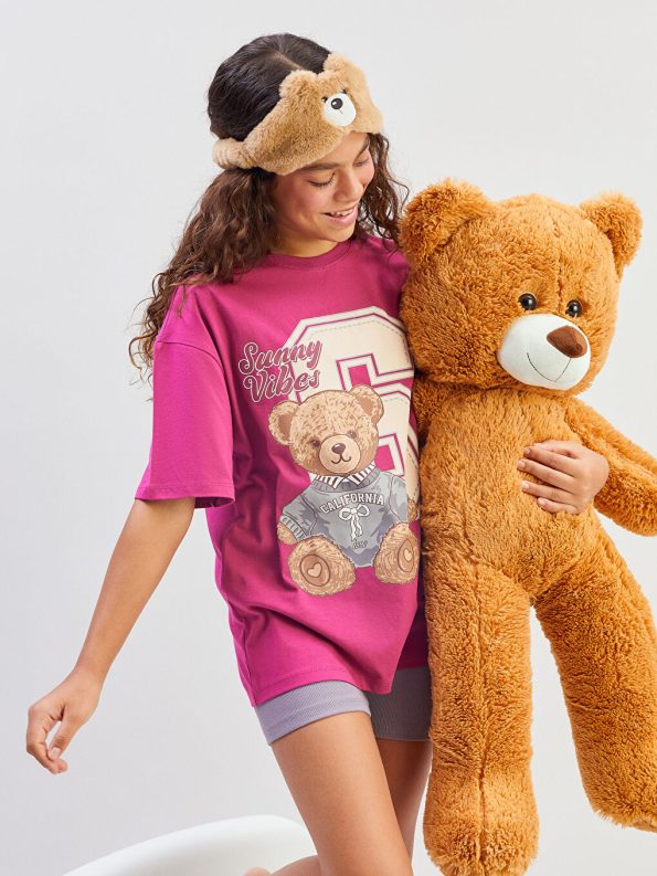 Girls' Kuromi Print Crew Neck T-Shirt and Shorts