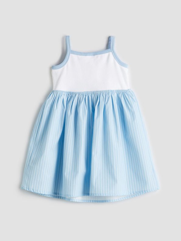 LCW Kids Blue Stitch Printed Ruffled Dress