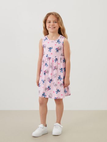 LCW Kids Pink Angel & Stitch Printed Dress