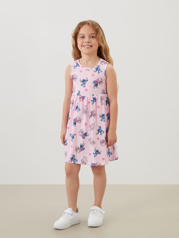 LCW Kids Pink Angel & Stitch Printed Dress