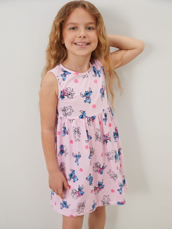 LCW Kids Pink Angel & Stitch Printed Dress