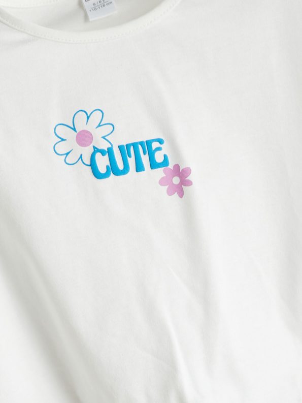 LCW Kids Blue Floral Print T-Shirt and Leggings Set