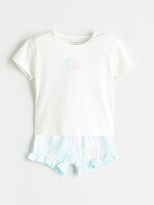 LCW Baby Floral Print Girls T-Shirt and Shorts Set