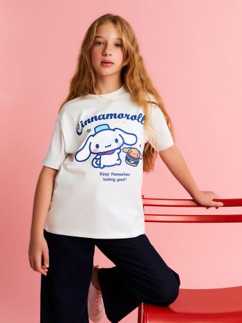 LCW Kids Cream Cinnamoroll Printed Girls T-Shirt