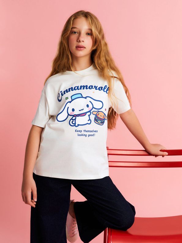 LCW Kids Cream Cinnamoroll Printed Girls T-Shirt