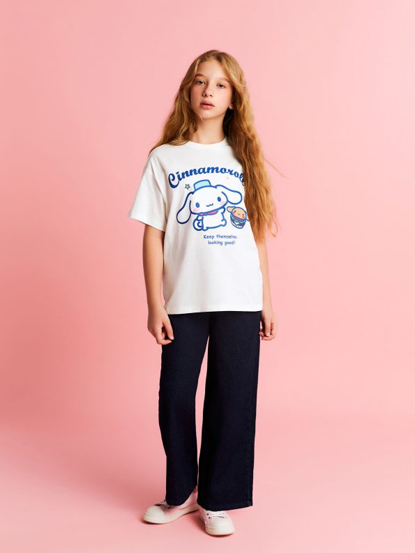LCW Kids Cream Cinnamoroll Printed Girls T-Shirt