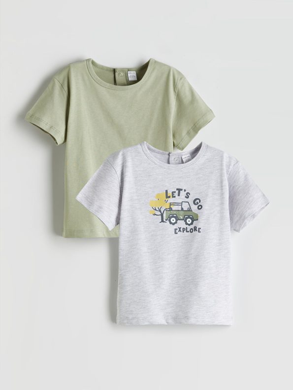 LCW Baby White Printed Cotton Baby Boy T-Shirt Set