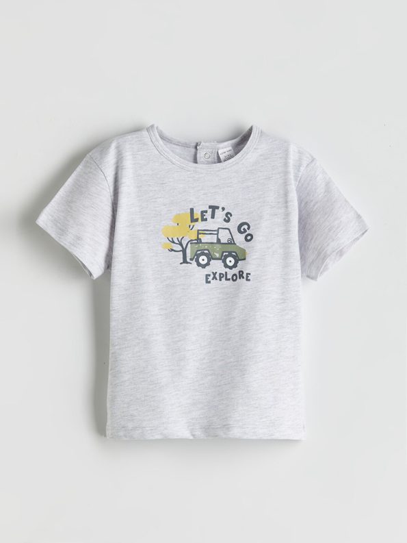 LCW Baby White Printed Cotton Baby Boy T-Shirt Set