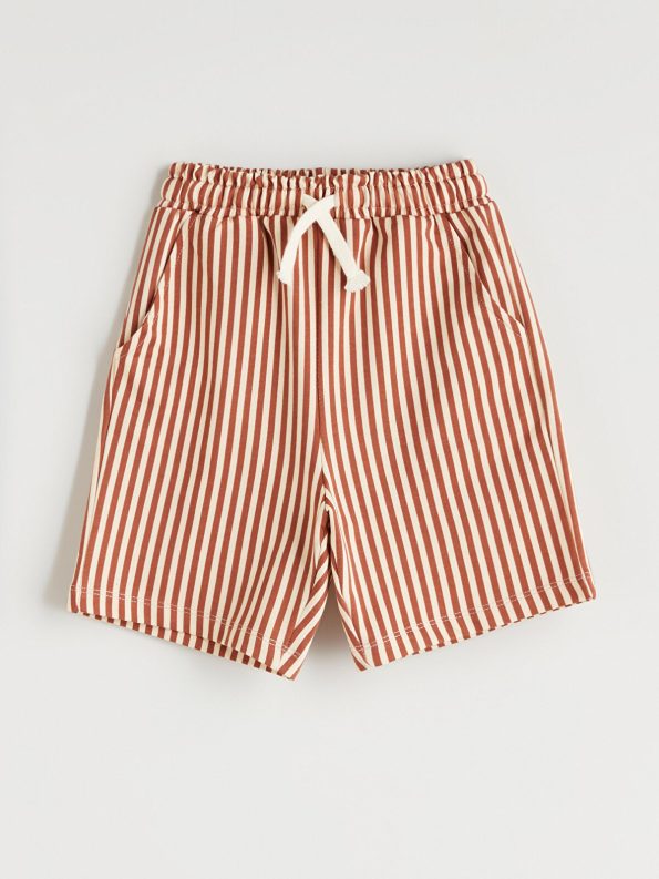 LCW Kids Beige Elastic Waist Striped Boy's Shorts